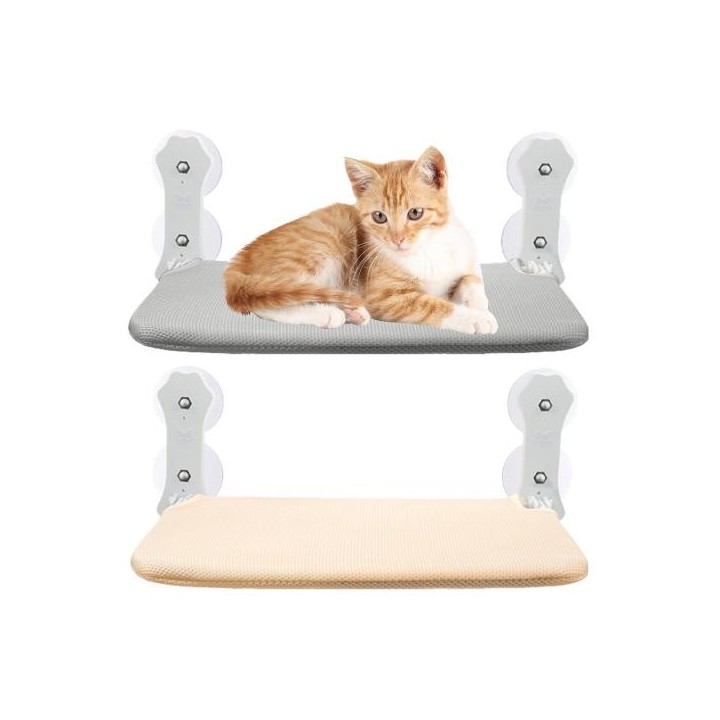 Katzenfenstersitzstange, faltbare, kabellose Katzenhängematte, atmungsaktives Katzenbett aus Netzstoff mit 4 starken Saugnäpf