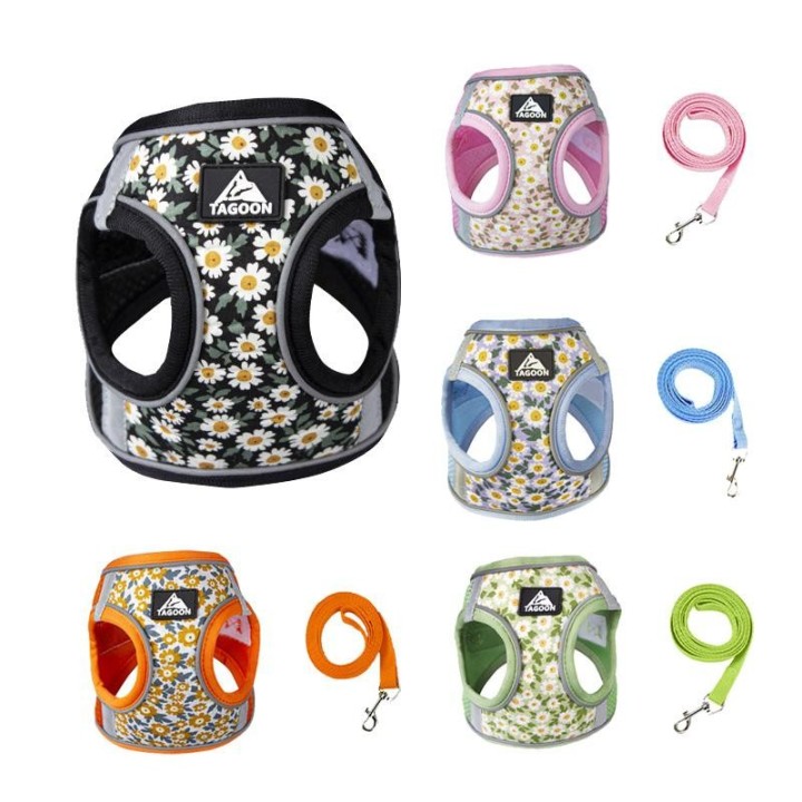 Hundegeschirr mit 1,5 m Leinen-Set, No-Pull-Hundeweste mit verstellbarem, reflektierendem Aufdruck, atmungsaktivem Geschirr,
