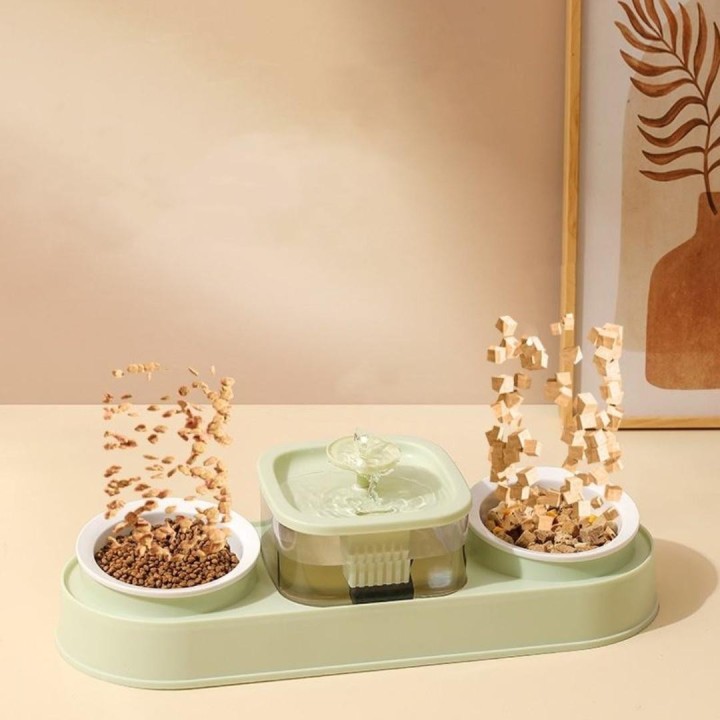 Katzenfutternäpfe und Wasserspender mit automatischem Wasserspender, doppelter Futternapf für Hunde und Katzen, abnehmbarer F