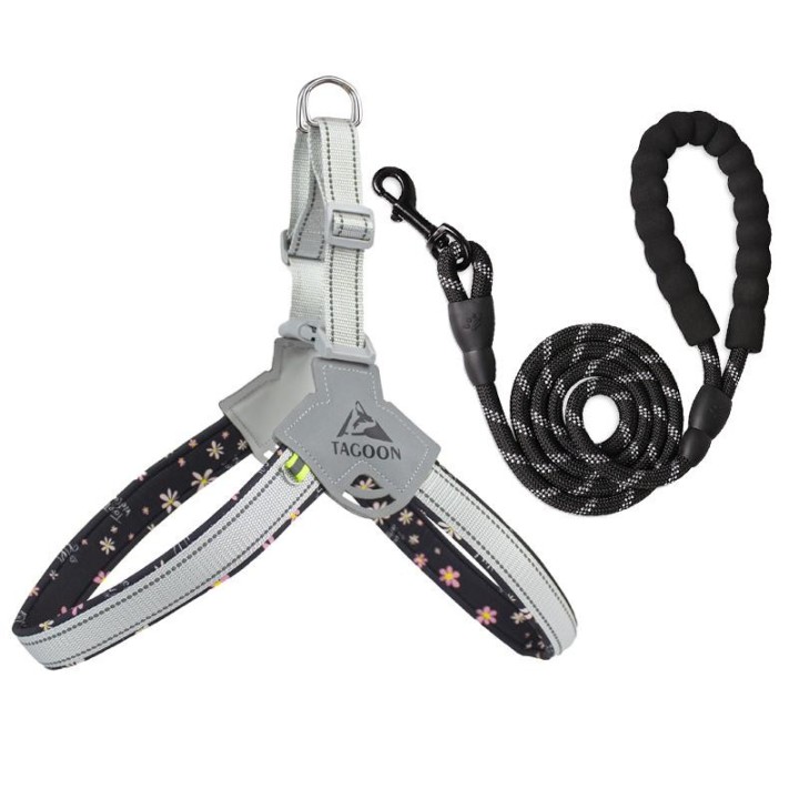 Verstellbares Hundegeschirr, reflektierendes Sicherheitstraining, Brustleine, Halsband für französische Bulldoggen, Hundezube