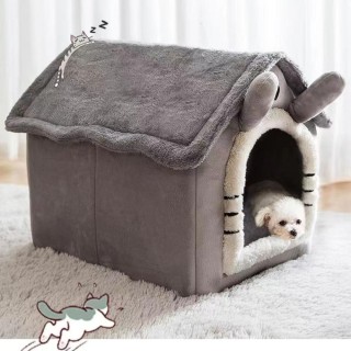 Weiches Bett, Tiefschlaf-Winterhaus für kleine Hunde mit abnehmbarem Kissen und geschlossenem Haustierzelt für Kätzchen, Welp