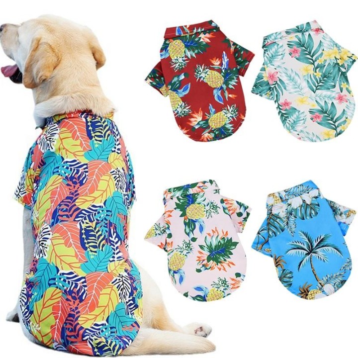 Hunde-T-Shirts im hawaiianischen Strand-Stil, dünne, atmungsaktive Sommer-Hundekleidung für kleine Hunde, Welpen, Haustier, K