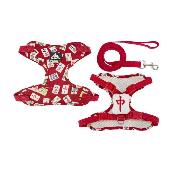 Hundegeschirr mit 1,5 m Leinen-Set, No-Pull-Hundeweste mit verstellbarem, bedrucktem, atmungsaktivem Geschirr, geeignet für W