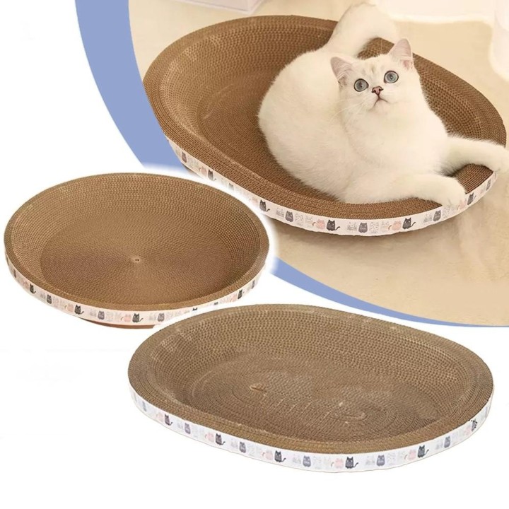 Gewellter Katzenkratzer, Katzenschaber, rund, oval, Schleifkrallenspielzeug für Katzen, verschleißfestes Katzenbett, Nest, Ka