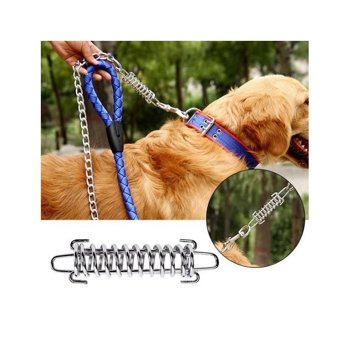 Hundeleine Stoßdämpfende Federschnalle Robuste Stahlzelt-Federschnalle Selbsteinstellender Spanner mit Federhakenstruktur sil