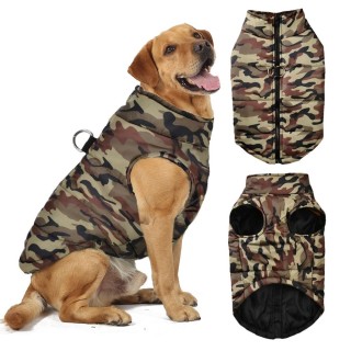 Camouflage-Jacke für große Hunde, Mantel für mittelgroße und große Hunde, winddichte Weste mit Reißverschluss, Kleidung für F