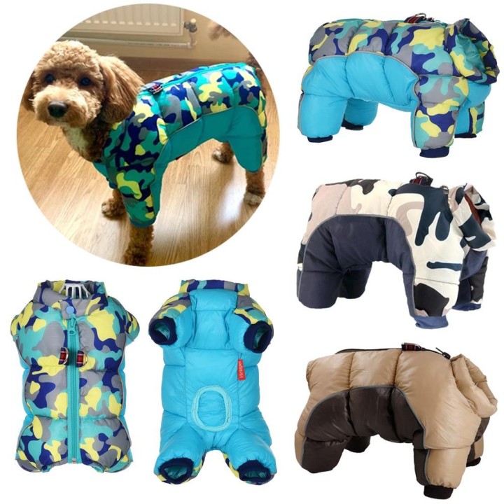 Winter-Hundekleidung für kleine Hunde, reflektierende, wasserdichte, dicke Kleidung, Daunenmantel für Hunde, Jacke, Französis