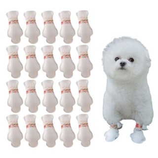 20 Stück Einweg-Hundeschuhe zum Schutz der Pfoten, verstellbare Riemen, rutschfeste Sohlen, wasserdicht, atmungsaktiv, Fußbed