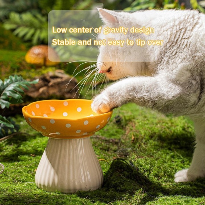 Futterbecken für Haustiere, Vogelbad, Keramik-Katzennapf, erhöht, geneigt, Fütterungszubehör für Welpen gegen schwarzes Kinn,