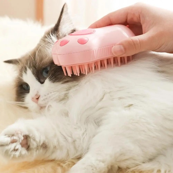 Dampfbürste für Katzen, Dampfbürste für Hunde, 3-in-1, elektrischer Sprüher, Haarbürsten für Kätzchen und Katzen zur Massage,