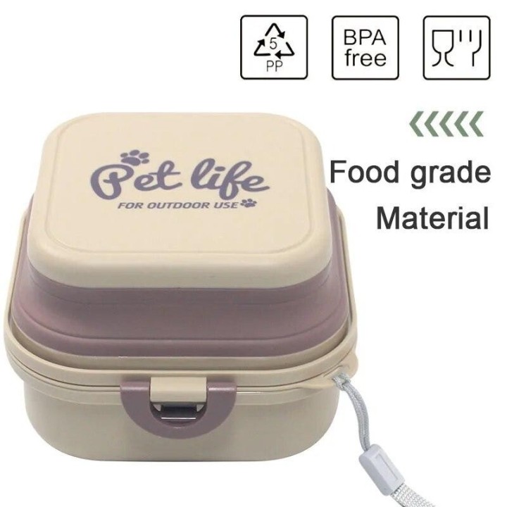 Zwei in einem faltbaren Hundenapf, tragbarer Haustier-Doppelnapf, Outdoor-Reise, Wasser- und Futterbehälter für Katzen und Hu