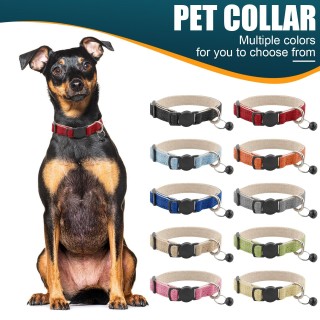 Leinen Katzenhalsband Welpenhalsband Umweltfreundlicher Glockenschmuck Baumwolle und Leinen Welpen Teddyhalsband One Size sch