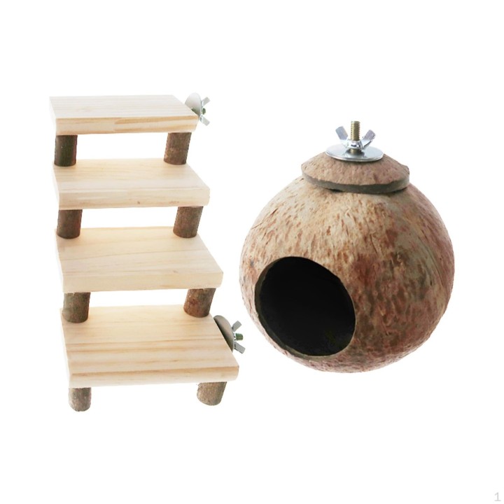 Kokosnuss-Hamsterhaus, Versteck, Spiel- und Laufkäfig-Zubehör, Dekoration für den Lebensraum kleiner Tiere