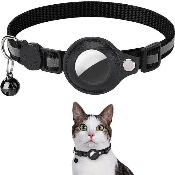 Anti-Lost-Katzenhalsband für Airtag-Tracker, Schutzhülle mit Glocke, kein GPS, reflektierende Katzenhalskette, Kätzchenzubehö