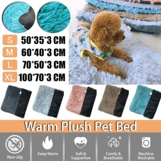 Warme Plüsch-Hundebettmatte, beruhigendes Kissen für große Hunde, Katzen, Haustiere, waschbar S(50*35*3CM)