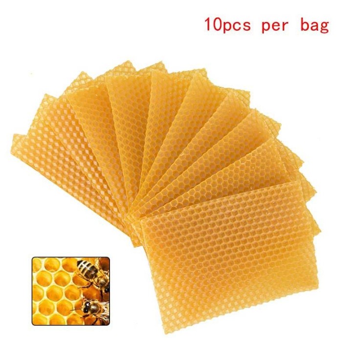10Pcs Gelb Waben Foundation Bee Hive Wachs Rahmen Bienenzucht Ausrüstung Blatt gelb