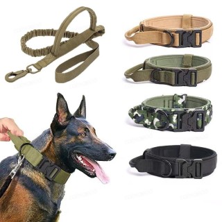Taktisches Hundehalsband und Leine für Haustiere, militärisch verstellbar, robuste Nylonleinen für mittelgroße und große Deut