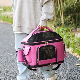 Tragbare atmungsaktive Mesh-Katzen-Hunde-Umhängetasche, Katzen-Hunde-Reisetasche, faltbare Haustier-Tragetasche für Outdoor-R