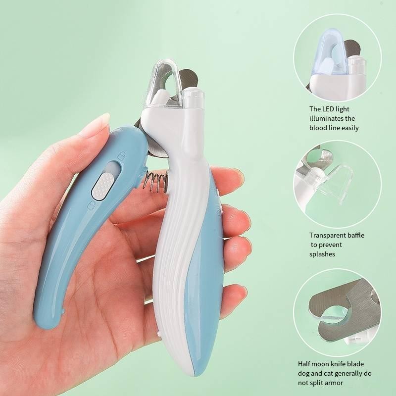 Professioneller Nagelknipser für Haustiere mit LED-Licht, Krallenpflegeschere für Hunde, Katzen, Kleintiere, Pfotennagelknips