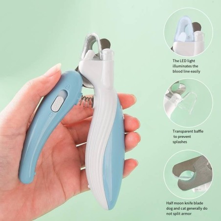 Professioneller Nagelknipser für Haustiere mit LED-Licht, Krallenpflegeschere für Hunde, Katzen, Kleintiere, Pfotennagelknips