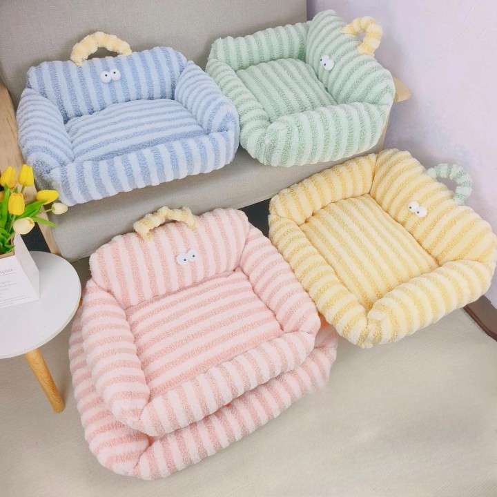 Plüschsofa mit großen Augen, quadratische Haustierhütte, Hundebetten für große Hunde, Winterwärme, Katzenbett, tragbare Hunde