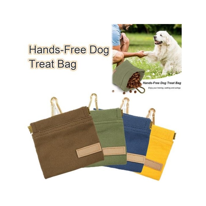 Snacktasche für Haustiere aus Segeltuch, tragbar, freihändig, mit Vintage-Beschichtung, wasserdicht, mit selbstschließender Ö