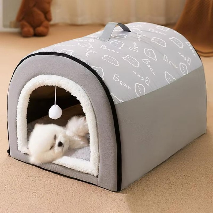 Winterwarmes Hundebett für kleine und mittelgroße Hunde, abnehmbares Hundeschlafbett, Welpenbett, Zwinger, Hundezubehör 35X30