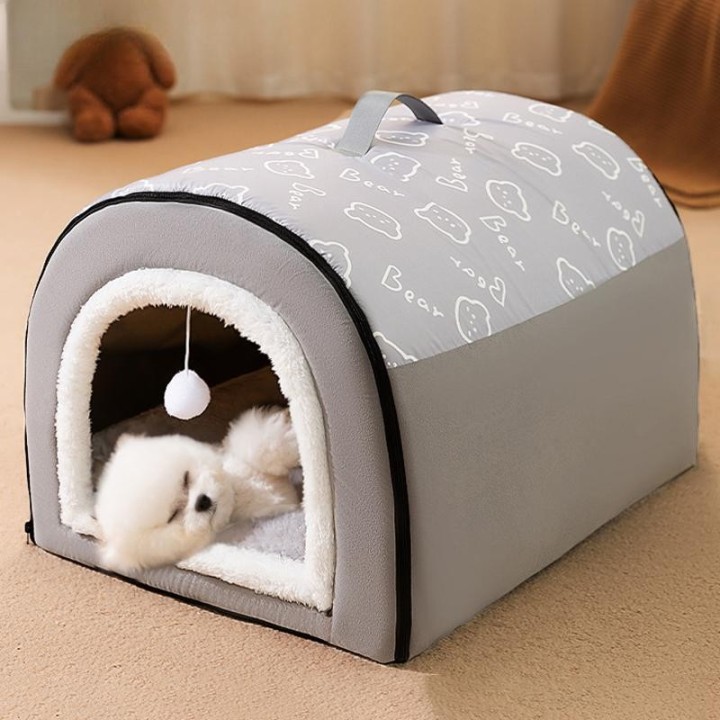 Winterwarmes Hundebett für kleine und mittelgroße Hunde, abnehmbares Hundeschlafbett, Welpenbett, Zwinger, Hundezubehör 35x30