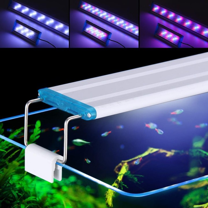 Ultradünnes Aquariumlicht, LED-Licht mit ausziehbarer Halterung für 7 bis 12 Zoll große Aquarien, Halterungslicht, drei Farbm