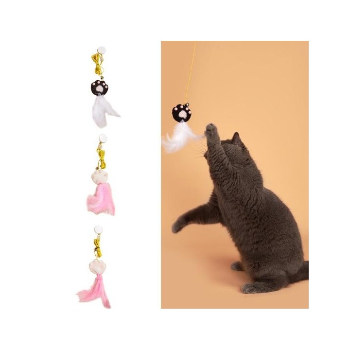 Katzenspielzeug, Federdekoration, Seil zum Aufhängen, hohe Elastizität, Katzenspielzeug, Simulation, Raupe, Heimtierbedarf