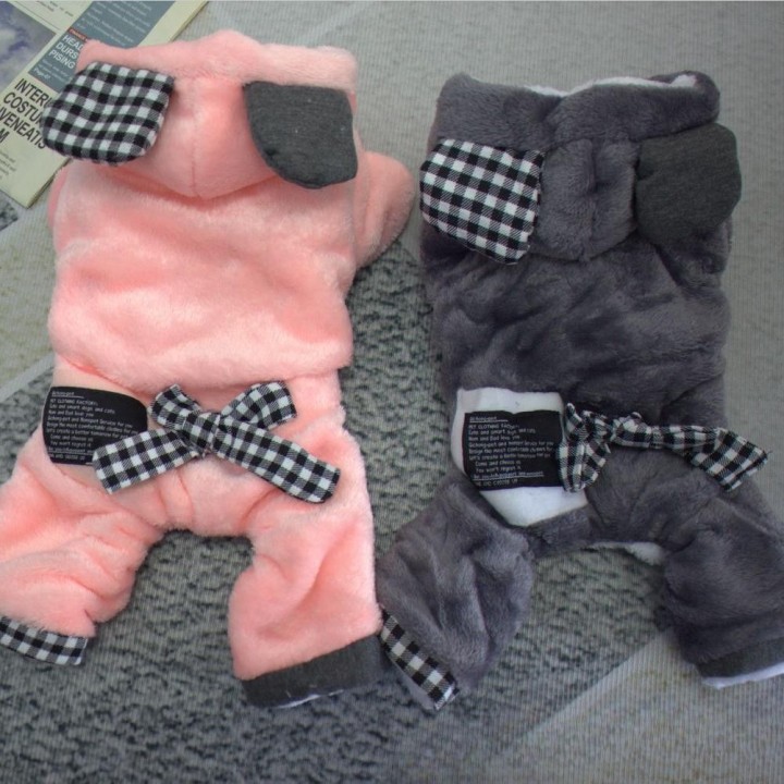 Plüschmantel für Haustiere mit Kapuze für den Herbst und Winter, dicke Jacke für vier Beine, doppellagiges Flanell mit karier