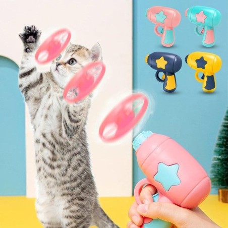 Neue Mode Spaß Katze Spielzeug Interaktives Spiel Haustier Training Spielzeug Mini Frisbee Windmühle Auswerfer Haustier Spiel