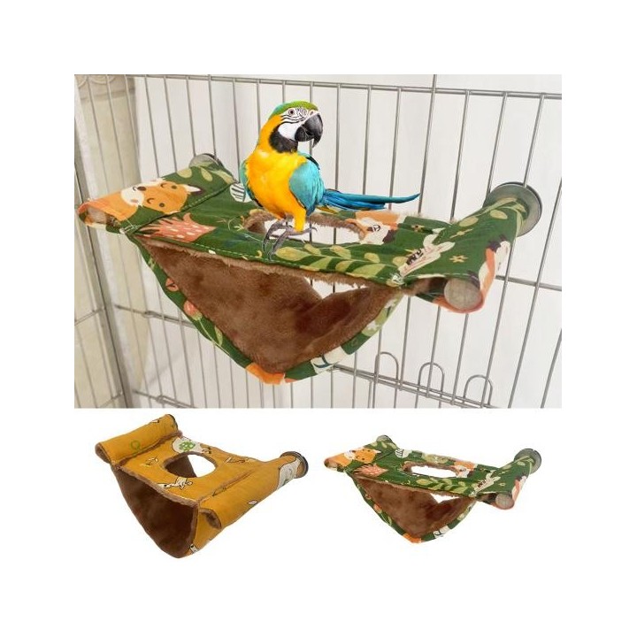 1 Set Papagei Nest Cartoon Druck Weiche Pet Hamster Hängematte Vogel Hängen Haus blau