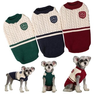 Hunde-/Katzenpullover im College-Stil, Winter-Haustierkleidung für kleine und mittelgroße Hunde, Welpen, Strickweste, Bulldog