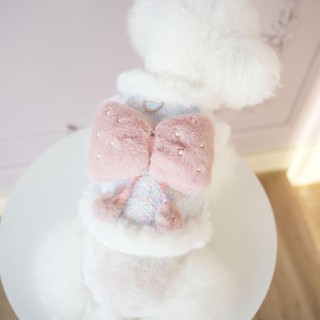 Haustier Hund Teddybär Bunte Schleife Set Baumwollmantel Herbst und Winter warmer Mantel, Katzenkleidung Hundekleidung für kl