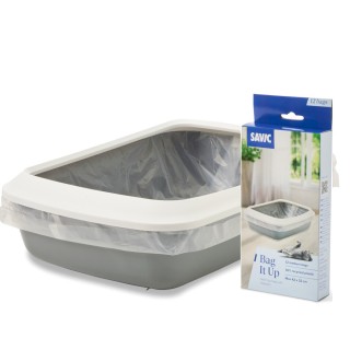 Savic Katzentoilette Iriz mit Rand - 50 cm - Starterset: Toilette grau/weiß + 12 Bag it up