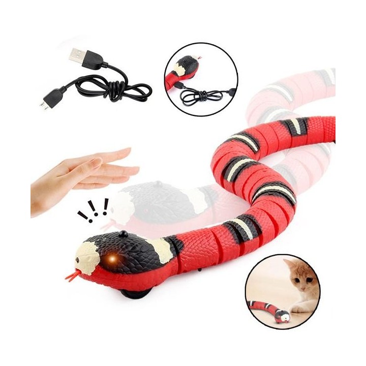 Interaktives Katzenspielzeug, Smart Sensing Snake, automatische elektronische Schlange, Katzen-Teaser, USB-Aufladung, Katzenz