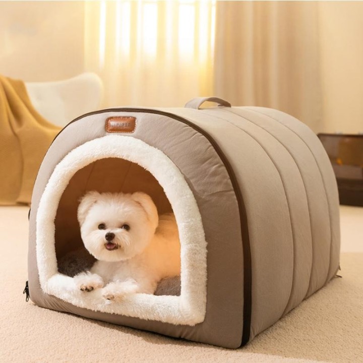 Hundehütte Winter Warmes Hundebett Universal für alle Jahreszeiten Abnehmbare und waschbare Hundehütte im Hausstil Kleine Hun