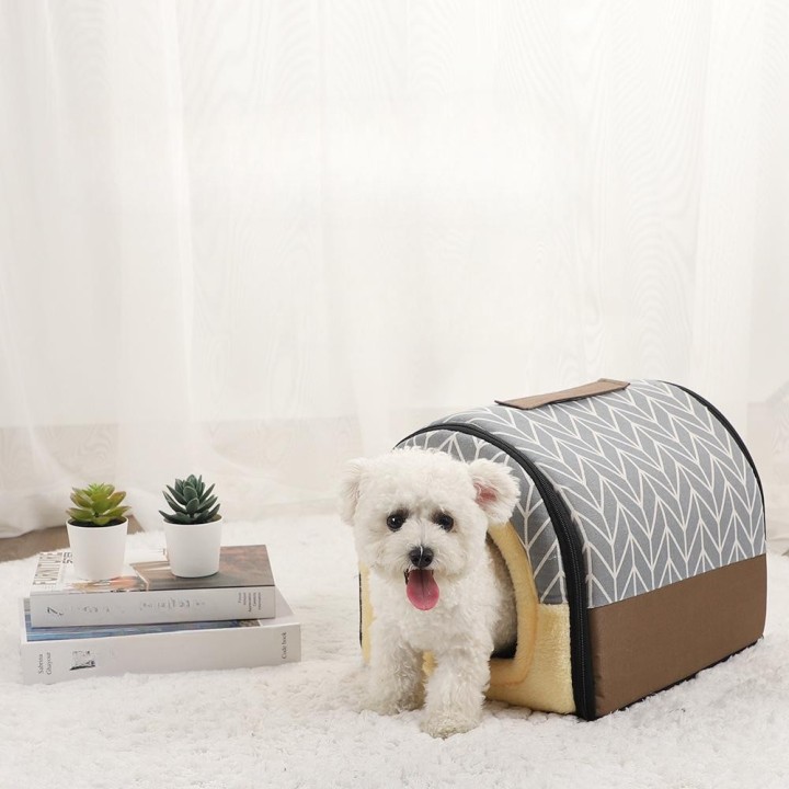 Haustierhaus, Hunde- und Katzenhaus, abnehmbares und waschbares, warmes Winter-Haustierbett für kleine und mittelgroße Hunde