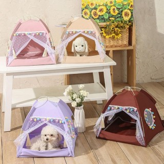 Pet Princess Tent Erfrischendes, faltbares Hundehaus für kleine Hunde, mückenabweisendes, atmungsaktives Hundehauszelt aus Po