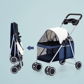 Outdoor-Haustierwagen, Hunde-/Katzentransporter, Haustier-Buggy, mehrfarbiges Oxford-Gewebe, Stahlrohr, 4 Räder, Ein-Schlüsse