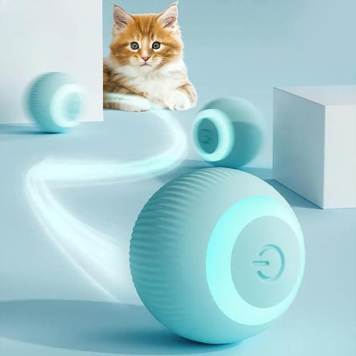 Elektronischer interaktiver Katzenball Intelligentes Katzenspielspielzeug Automatische rollende magische Bälle blau