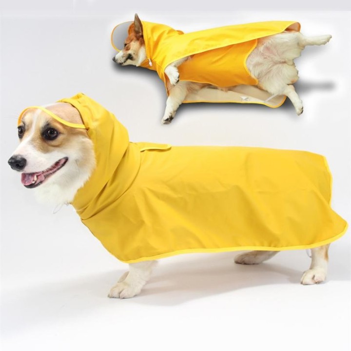 Hunderegenmantel, wasserdicht, weiches PU, atmungsaktive Hunderegenjacke für kleine Hunde, Hunderegenmantel mit Kapuze und tr