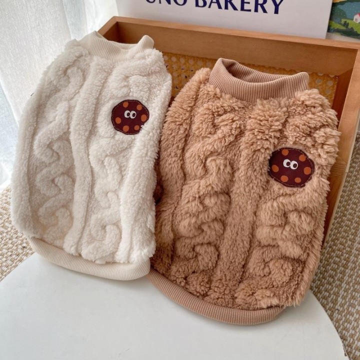 Kekse Plüschweste Haustier-Welpenkleidung Herbst und Winter Fried Dough Twists Plüschmantel Haustier warme Welpenkleidung für