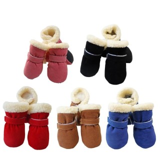 4 Teile/los Winter Dicke Warme Hundeschuhe Weichem Plüsch Rutschfeste Wasserdichte Schneestiefel Welpen Outdoor Wanderschuhe