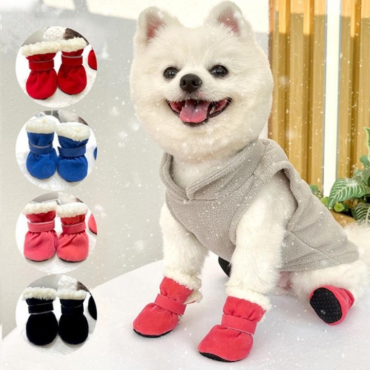 4 Stück wasserdichte, warme, rutschfeste Schneestiefel für kleine Hunderassen, Welpen, Spaziergänge im Freien, Hundesocken, B