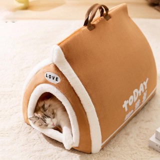 Neu Toast Brot Haustier Katze Nest Offene Halb geschlossene Herbst und Winter Warme Katze Nest Zwinger Hund Bett Katze White