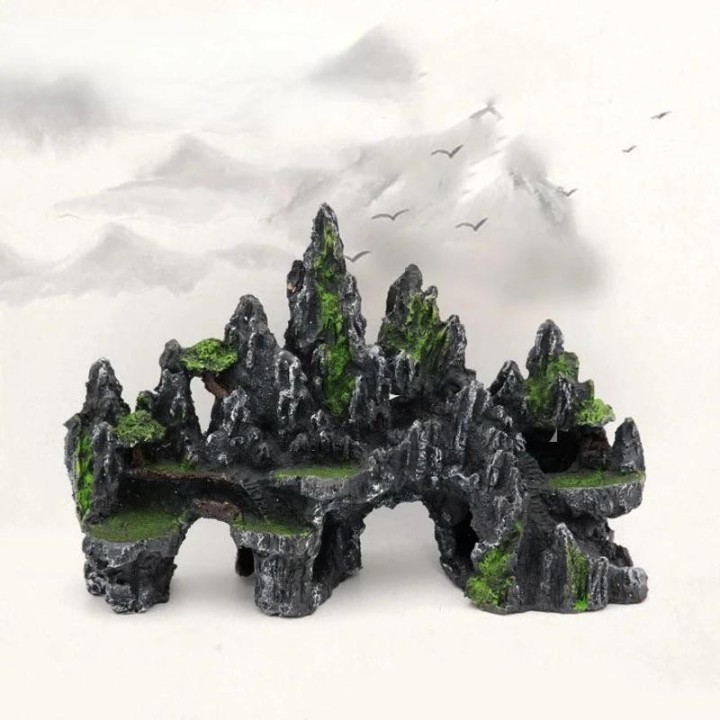 Steingarten Aquarium Dekoration Fisch Tank Verschönerung Harz dekorative Stein grün