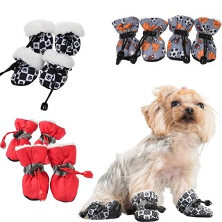 4 teile/satz Wasserdichte Winter Haustier Hund Schuhe Anti-slip Regen Schnee Stiefel Schuhe Dicke Warme Für Kleine Katzen Wel