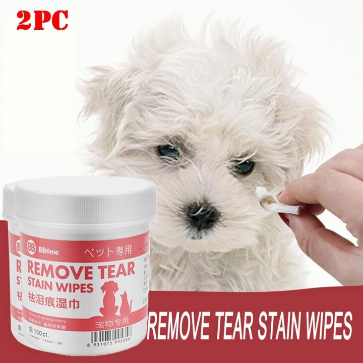 Ramidos 2PC Haustier Katze Hund Entfernen Tränenfleck Artefakt Augenreinigung Haustier Nasses Papiertuch One Size weiß
